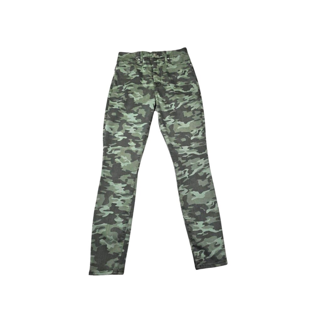 GOOD AMERICAN Women's Good Waist Green Camo Skinny Jeans Sz 10 30 Stretch - Picture 2 of 9